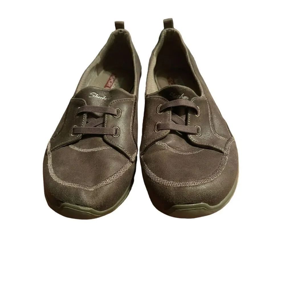 Skechers Womens Gray Wide Fit Aircooled Memory Foam Slip On Sneakers Size 10